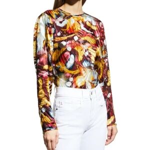 NWOT Lafayette 148 New York Adela Long-Sleeve Burnout Blouse-Women's size XL